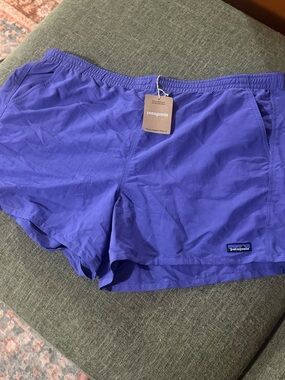 Patagonia Purple Elastic Waist Swim Shorts with Blue Waistband